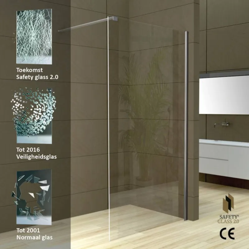 Bestel Nu Safety Glass 2.0 Inloopdouche + Muurprofiel 10Mm Nano Glas (In 4 Maten Verkrijgbaar)