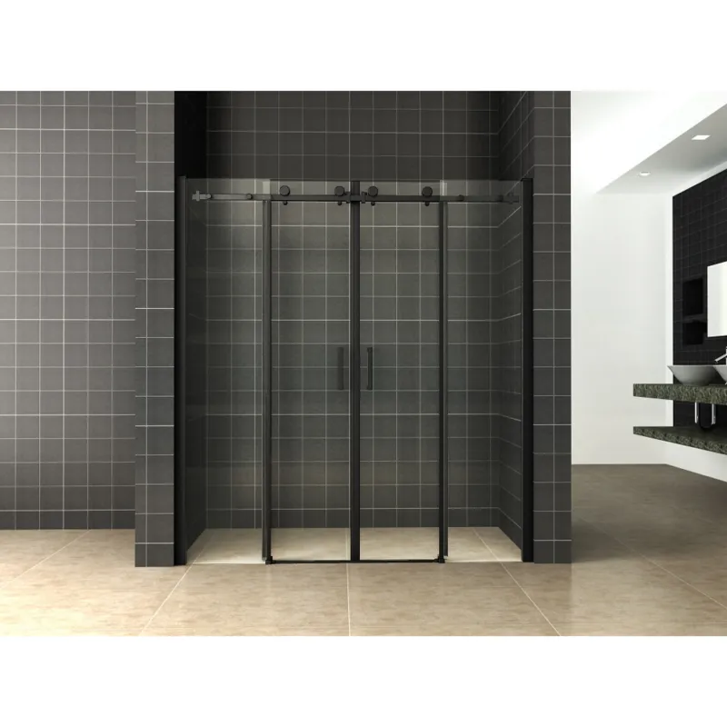 Speciale Aanbieding Nisdeur Aquasplash Schuifbaar 4-Delig 180x200 cm Mat Zwart