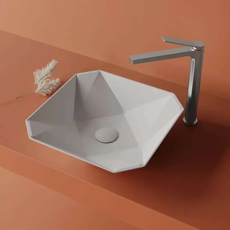 Sanigoods Kubus opbouw waskom 40x40cm glans wit Seizoensaanbieding