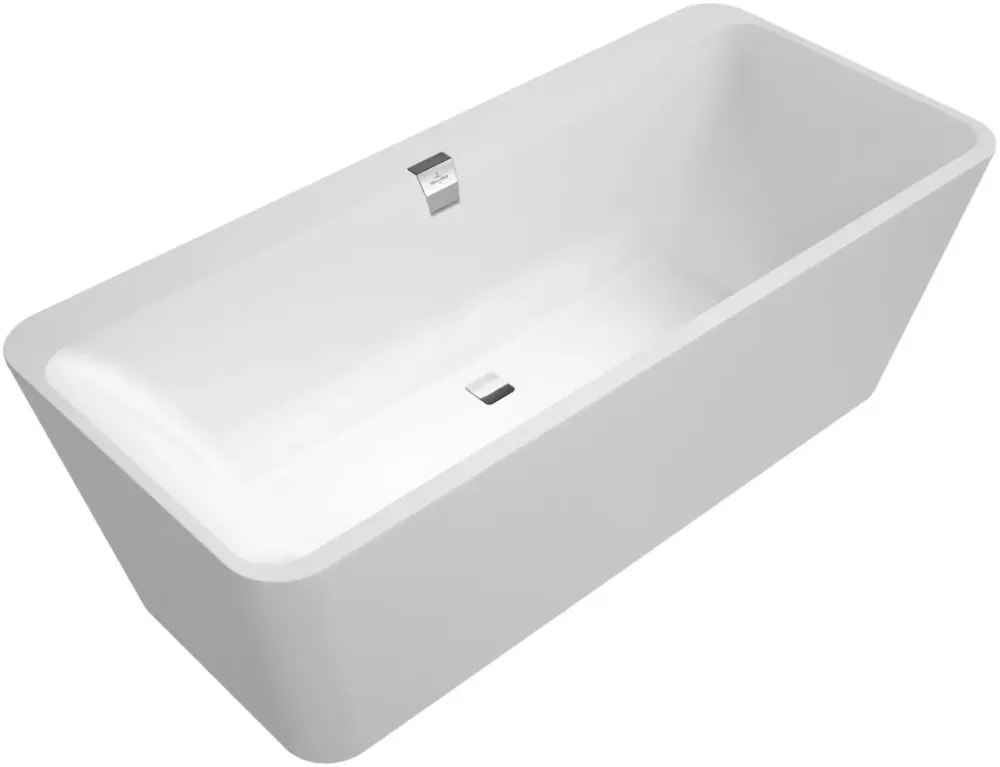 Veilige Betaling Villeroy & Boch Squaro Edge vrijstaand ligbad 180x80cm wit mat voorgemonteerde afvoer