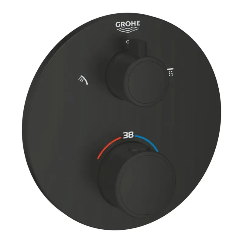 Grohe Grohtherm Convent Concealed rond afbouwdeel voor inbouw douchekraan zwart mat Dagaanbieding