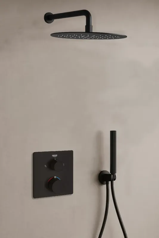 Shop Nu Grohe Grohtherm inbouw regendouche met 30cm hoofddouche en muurarm zwart mat