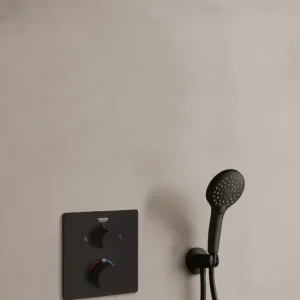 Koop Online Grohe Grohtherm inbouw regendouche met 20cm hoofddouche, 2 standen handdouche en muurarm zwart mat