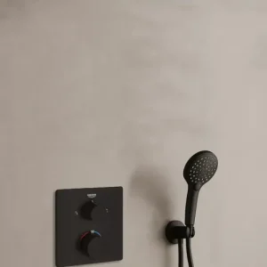 Grohe Grohtherm inbouw regendouche met 30cm hoofddouche, 2 standen handdouche en plafondarm zwart mat Betaalbaar