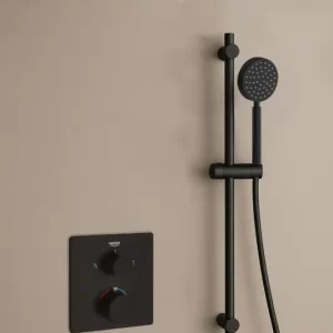 Grohe Grohtherm inbouw regendouche met 30cm hoofddouche, glijstang, ronde handdouche en plafondarm zwart mat Gereduceerde Prijs