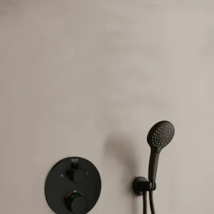 Grohe Grohtherm inbouw regendouche rond met 30cm hoofddouche, 2 standen handdouche en plafondarm zwart mat Gereduceerde Prijs