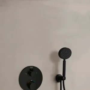 Rechtstreeks Van De Fabrikant Grohe Grohtherm inbouw regendouche rond met 20cm hoofddouche, ronde handdouche en plafondarm zwart mat
