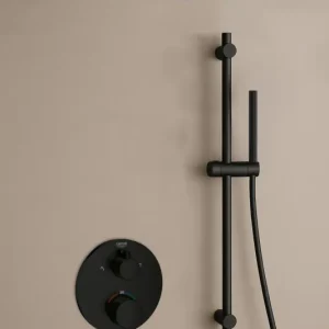 Grohe Grohtherm inbouw regendouche rond met 30cm hoofddouche, glijstang en muurarm zwart mat Rechtstreeks Van De Fabrikant
