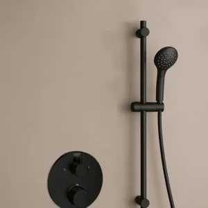 Grohe Grohtherm inbouw regendouche rond met 30cm hoofddouche, glijstang, 2 standen handdouche en muurarm zwart mat Direct Verzonden