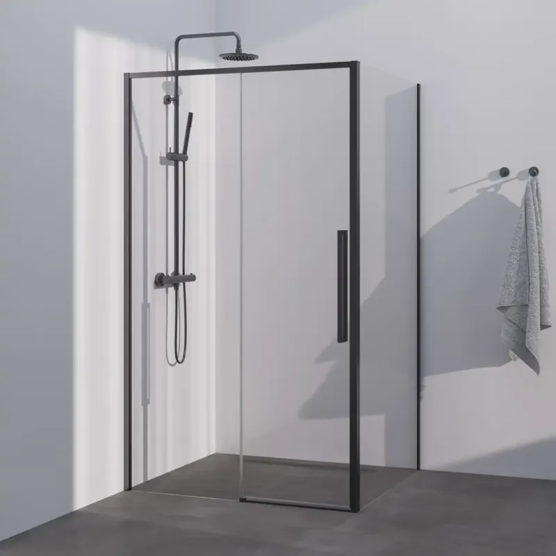 Brauer Season douchecabine met schuifdeur 100x80cm zwart mat Betrouwbaar