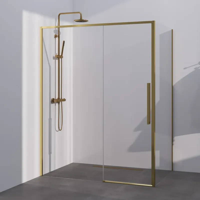Lage Kosten Brauer Season douchecabine met schuifdeur 140x90cm messing