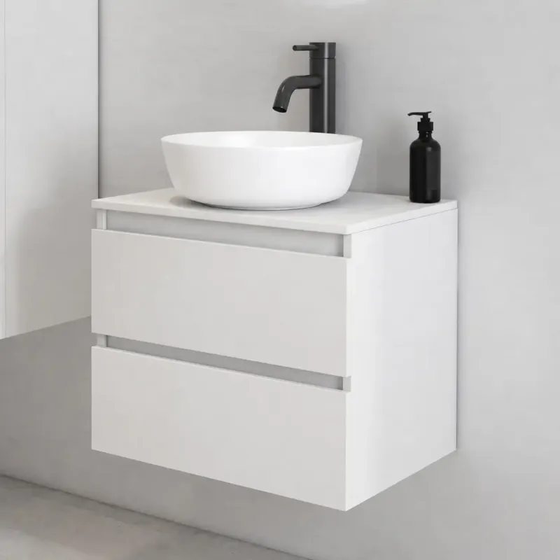 Op = Op Fontana Proma badmeubel 60cm met witte waskom wit mat