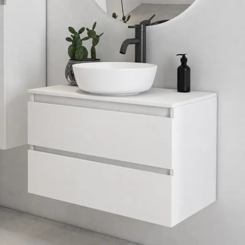 Laatste Kans Fontana Proma badmeubel 80cm met witte waskom wit mat
