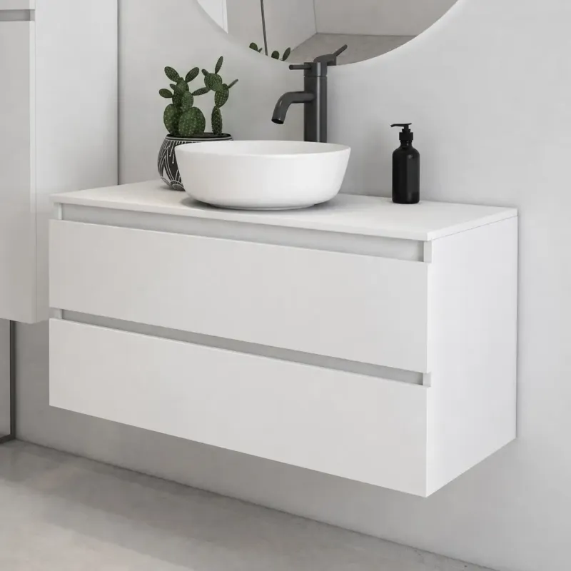 Betrouwbaar Fontana Proma badmeubel 100cm met witte waskom wit mat