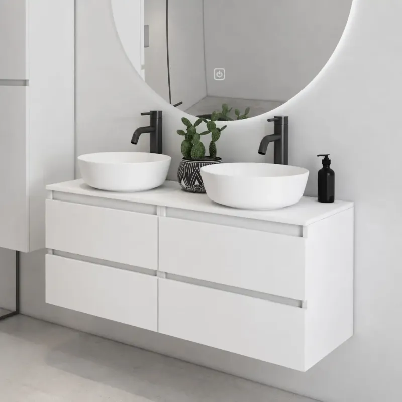 Alleen Vandaag Fontana Proma badmeubel 120cm met witte waskommen wit mat