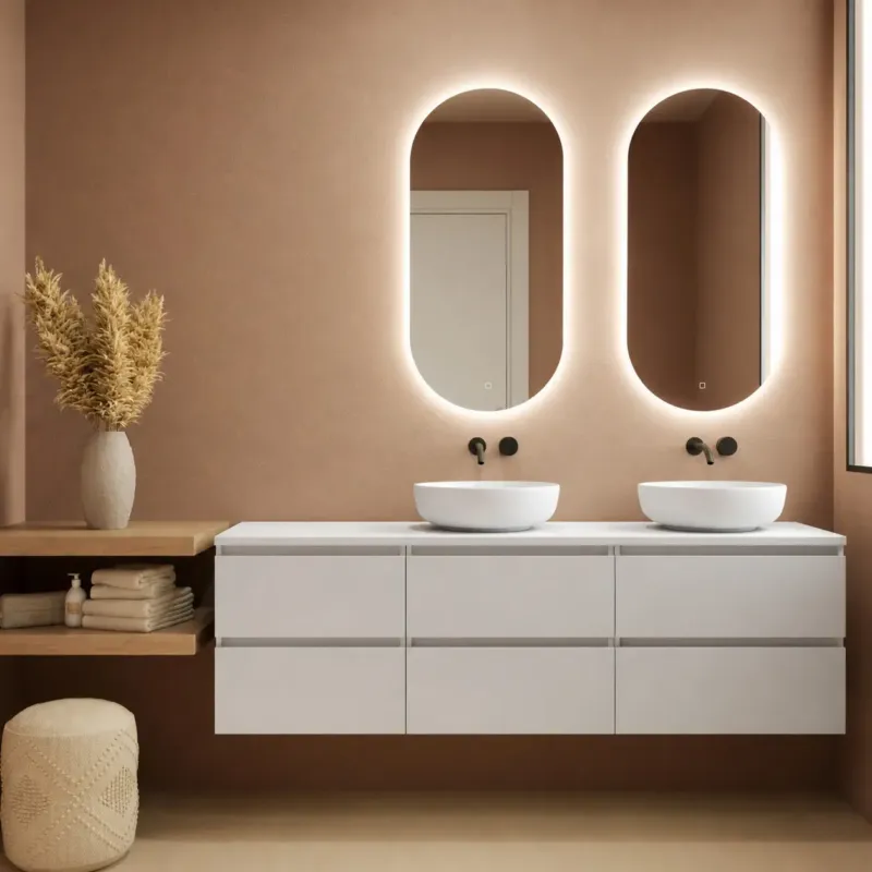 Fontana Proma badmeubel 180cm met mat witte waskommen wit mat Speciale Aanbieding