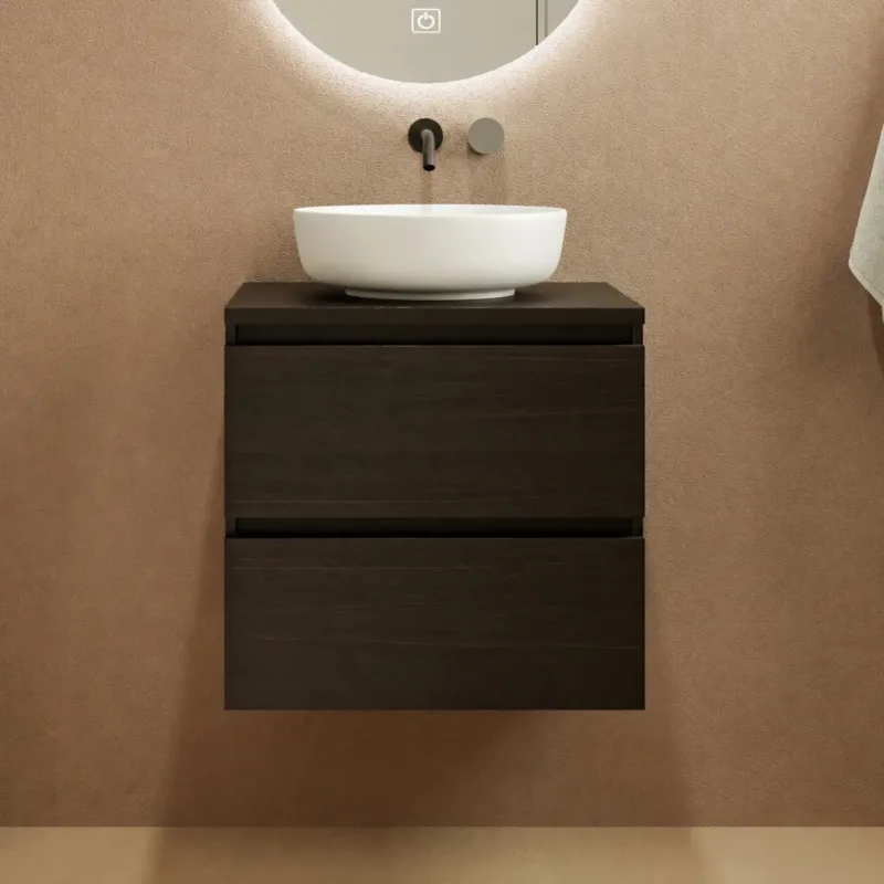 Favoriet Fontana Proma badmeubel 60cm met witte waskom kasteel bruin