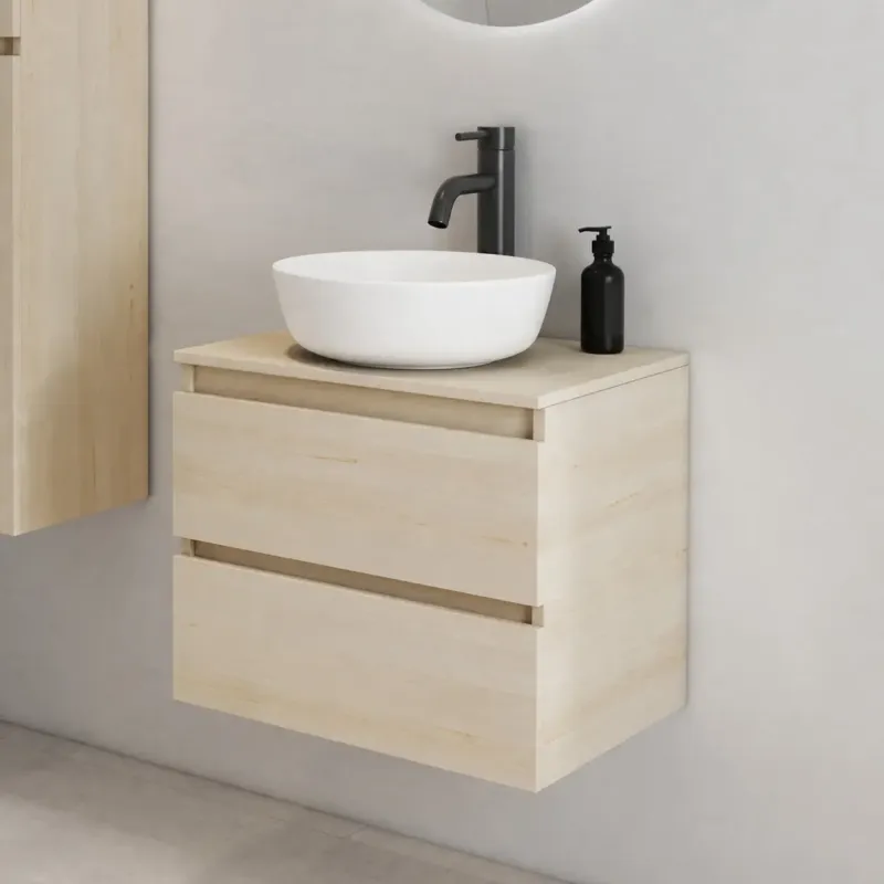 Finale Uitverkoop Fontana Proma badmeubel 60cm met witte waskom beach eiken