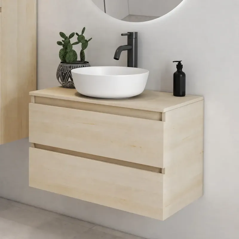 Fontana Proma badmeubel 80cm met mat witte waskom beach eiken Koop Online