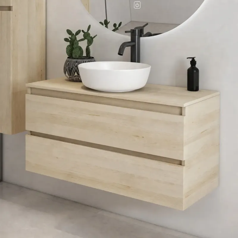 Fontana Proma badmeubel 100cm met mat witte waskom beach eiken Betaalbaar