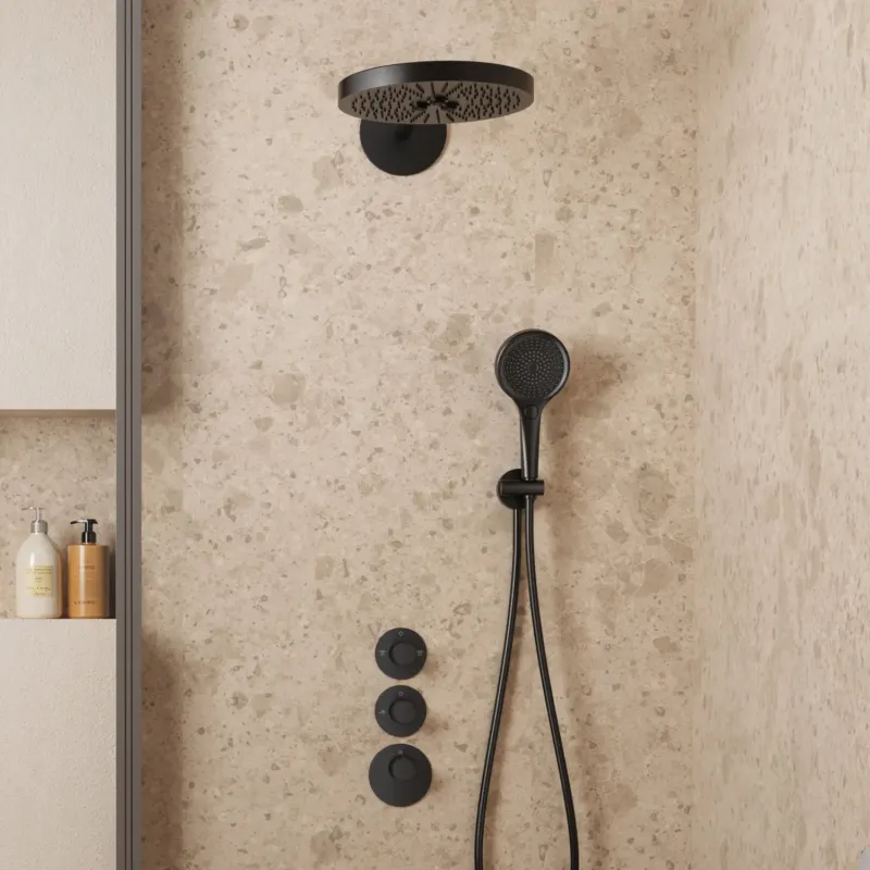 Populair Saniclear Premium Uni inbouw regendouche 30cm mat zwart met 2 standen hoofddouche en 3 standen handdouche