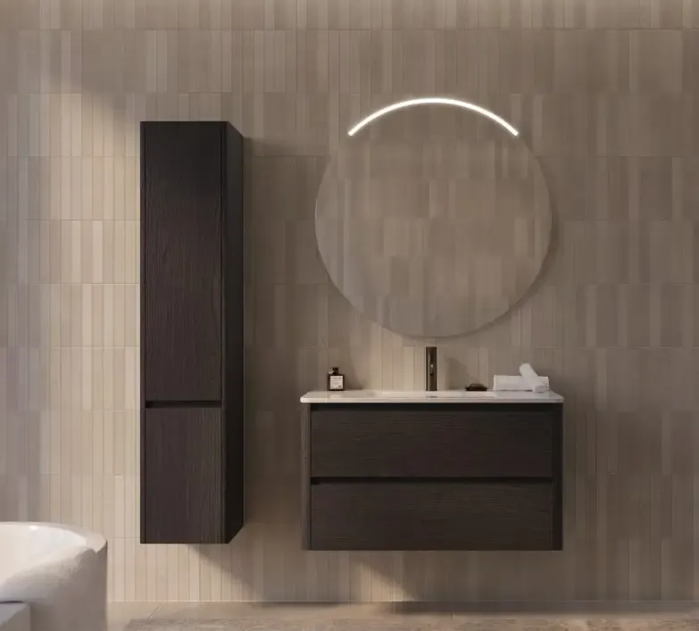 Thebalux Exclusief Sunny greeploze badmeubelset 100cm met afgeronde zijdes eiken donker Beste Prijs