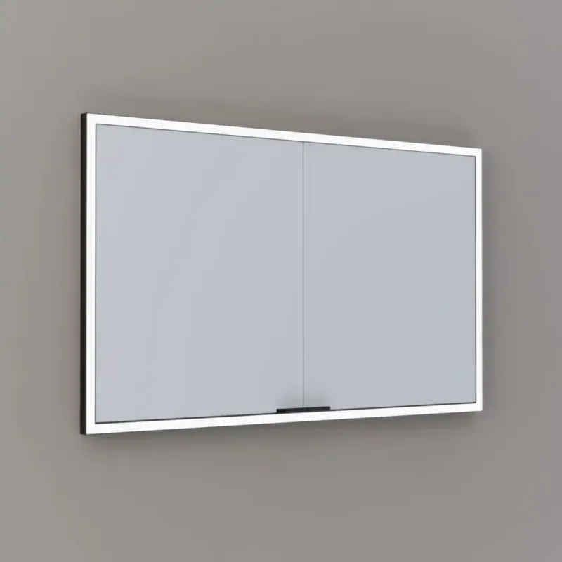 Fabrieksprijs Thebalux Exclusief Sunny Solana inbouwspiegelkast 120x70cm 2 deurs 127W zwart mat