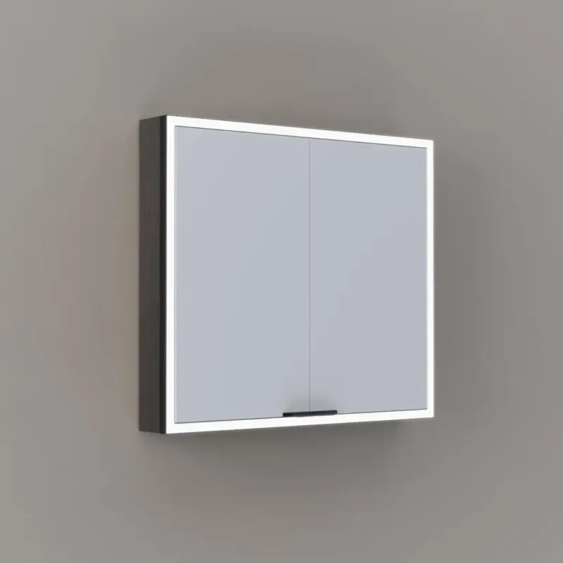Aanbieding Thebalux Exclusief Sunny Solana opbouwspiegelkast 80x70cm 2 deurs 117W eiken donker