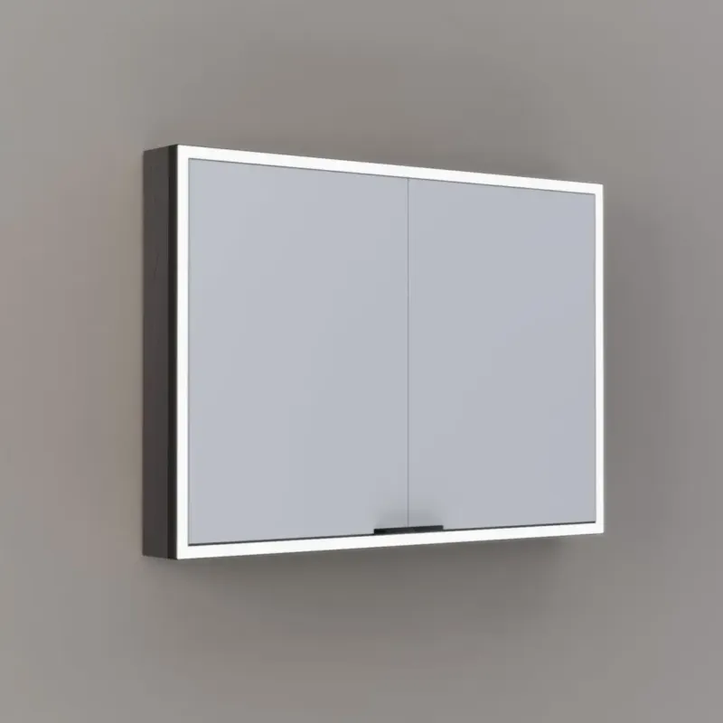Beperkt Aanbod Thebalux Exclusief Sunny Solana opbouwspiegelkast 100x70cm 2 deurs 120W eiken donker