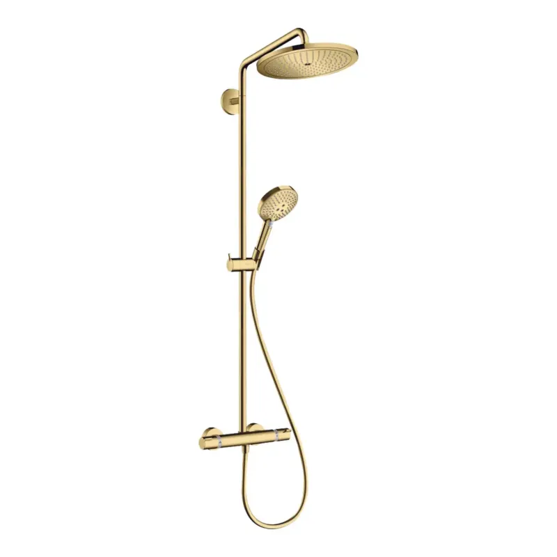 Flitsaanbieding Hansgrohe Croma Select S opbouw regendouche met thermostaat waterbesparend goud gepolijst