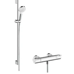 Hansgrohe Crometta doucheset met thermostaat en glijstang 90cm chroom Flitsaanbieding