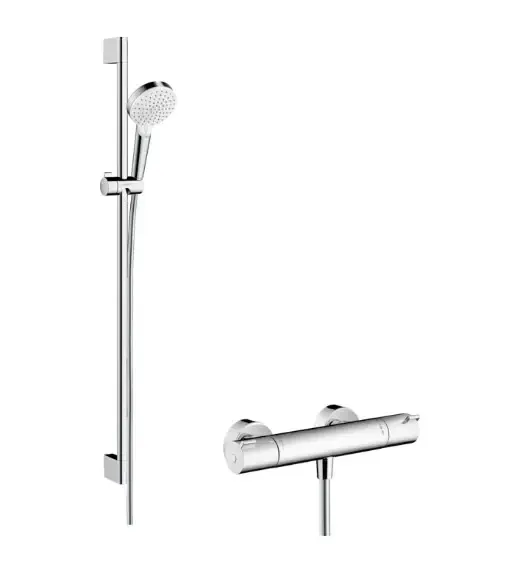 Hansgrohe Crometta doucheset met thermostaat en glijstang 90cm chroom Flitsaanbieding