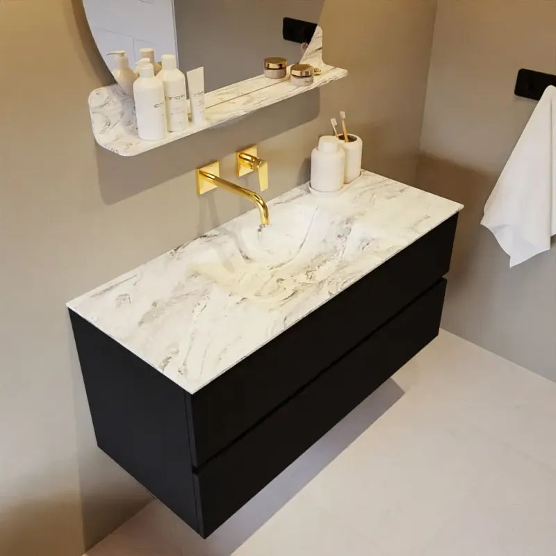 Beste Prijs Mondiaz Vica DLux badmeubel 110cm urban 2 lades met wastafel glace midden zonder kraangat