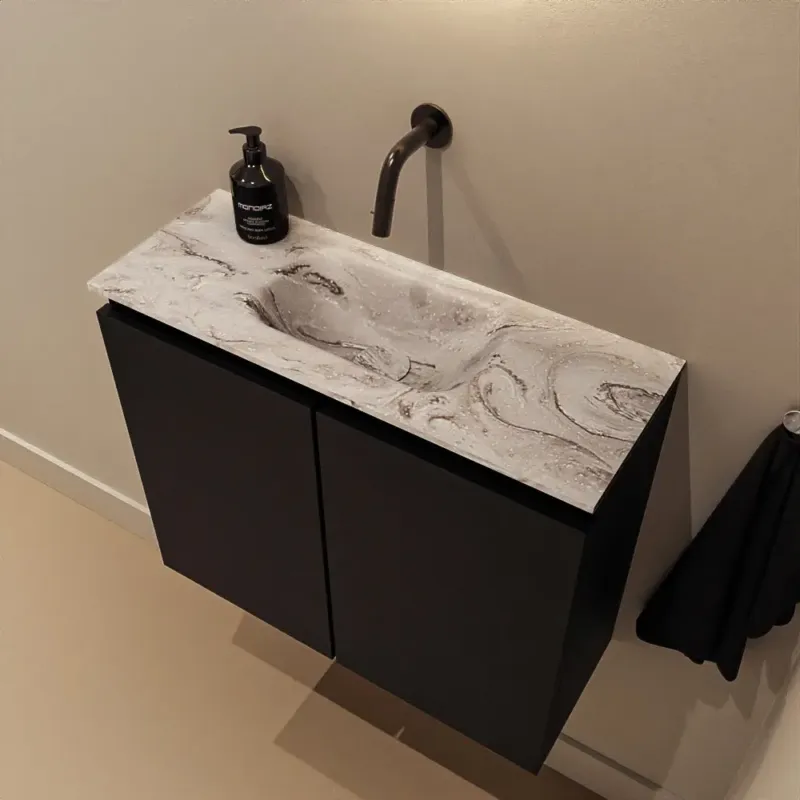 Mondiaz Ture DLux toiletmeubel 60cm urban met wastafel glace midden zonder kraangat Speciale Aanbieding