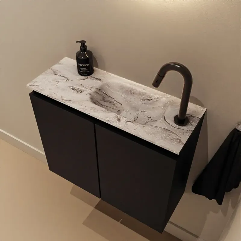 Mondiaz Ture DLux toiletmeubel 60cm urban met wastafel glace rechts met kraangat Tijdelijk Beschikbaar