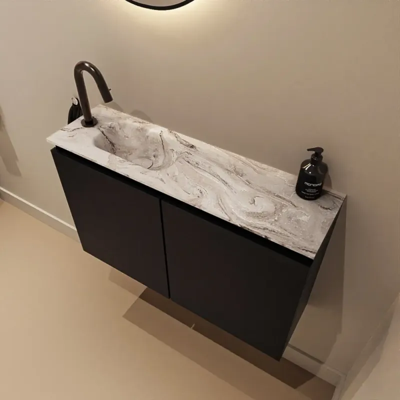 Beperkt Aanbod Mondiaz Ture DLux toiletmeubel 80cm urban met wastafel glace links met kraangat