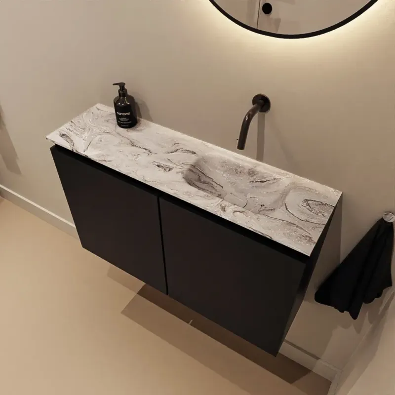 Mondiaz Ture DLux toiletmeubel 80cm urban met wastafel glace rechts zonder kraangat Finale Uitverkoop