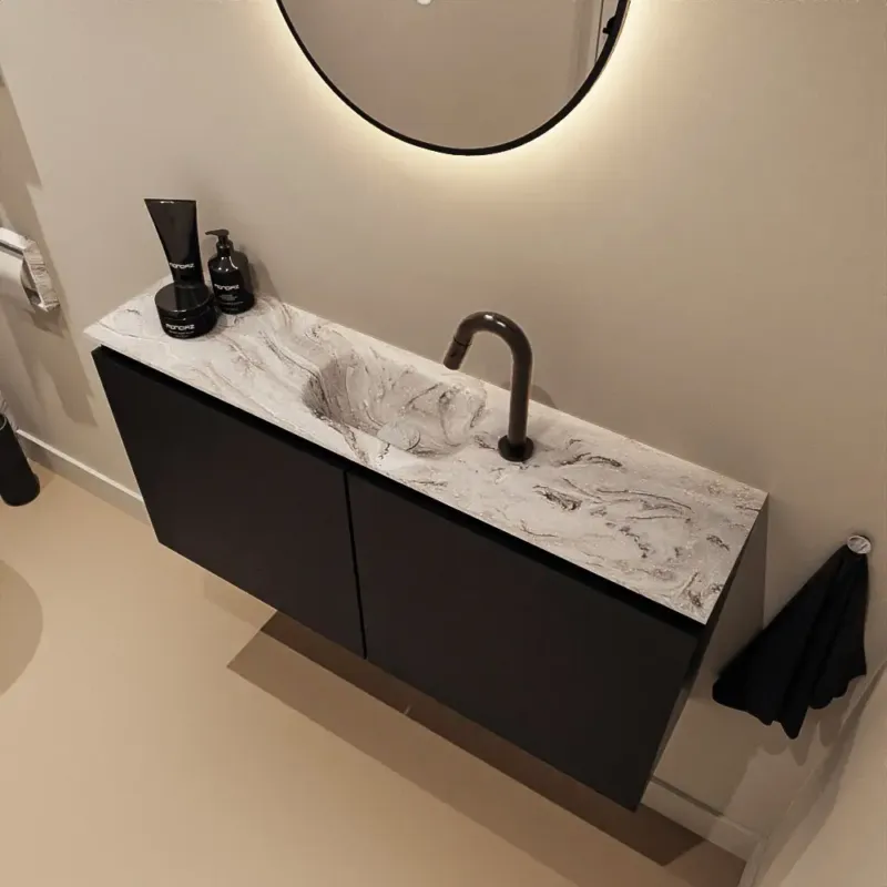 Mondiaz Ture DLux toiletmeubel 100cm urban met wastafel glace midden met kraangat Gecertificeerd