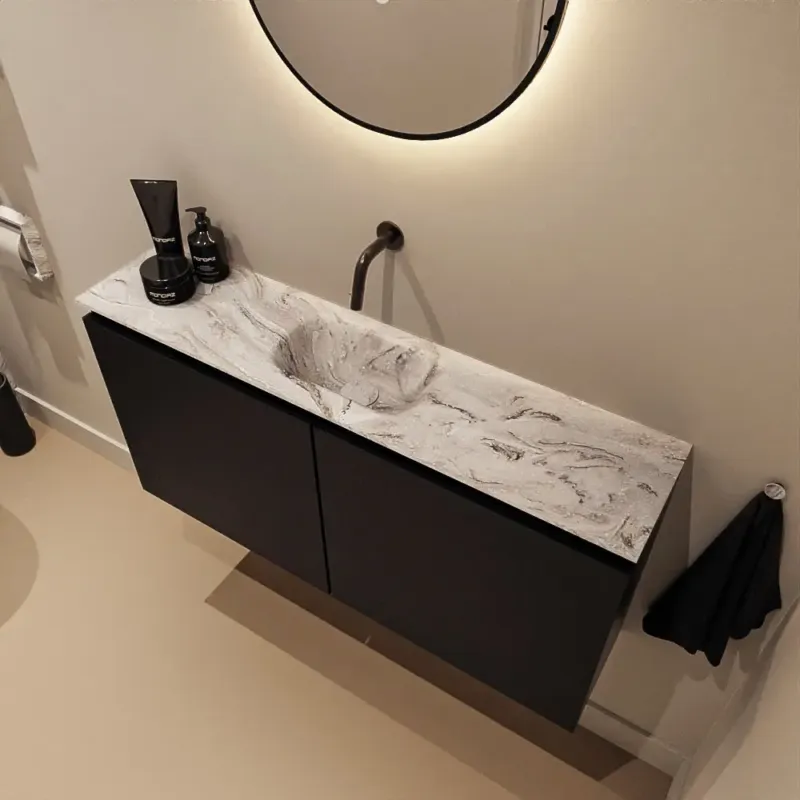 Hete Deal Mondiaz Ture DLux toiletmeubel 100cm urban met wastafel glace midden zonder kraangat
