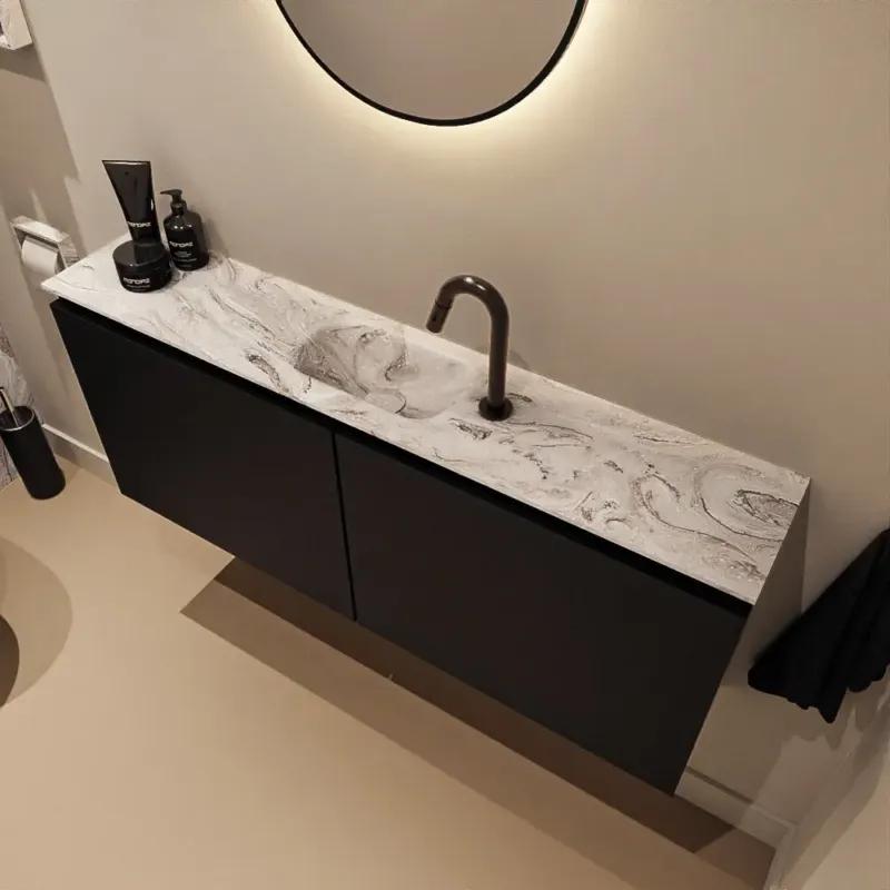 Voordeelprijs Mondiaz Ture DLux toiletmeubel 120cm urban met wastafel glace midden met kraangat