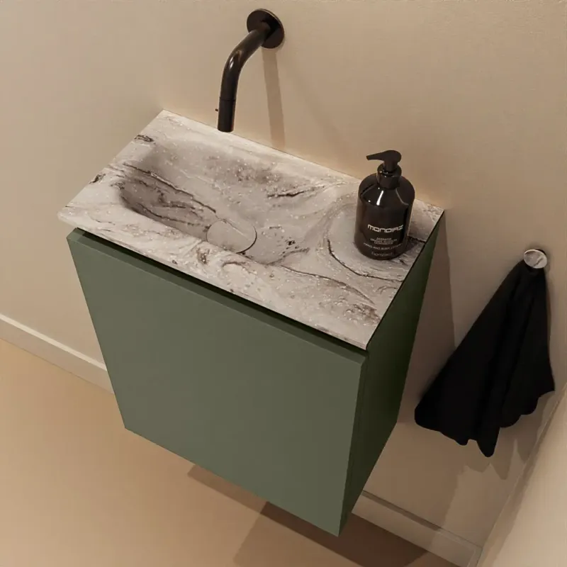 Uitverkoop Mondiaz Ture DLux toiletmeubel 40cm army met wastafel glace links zonder kraangat