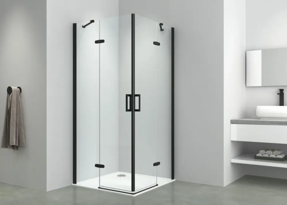 Kerra Flow vierkante douchecabine 80x80cm zwart Flitsaanbieding