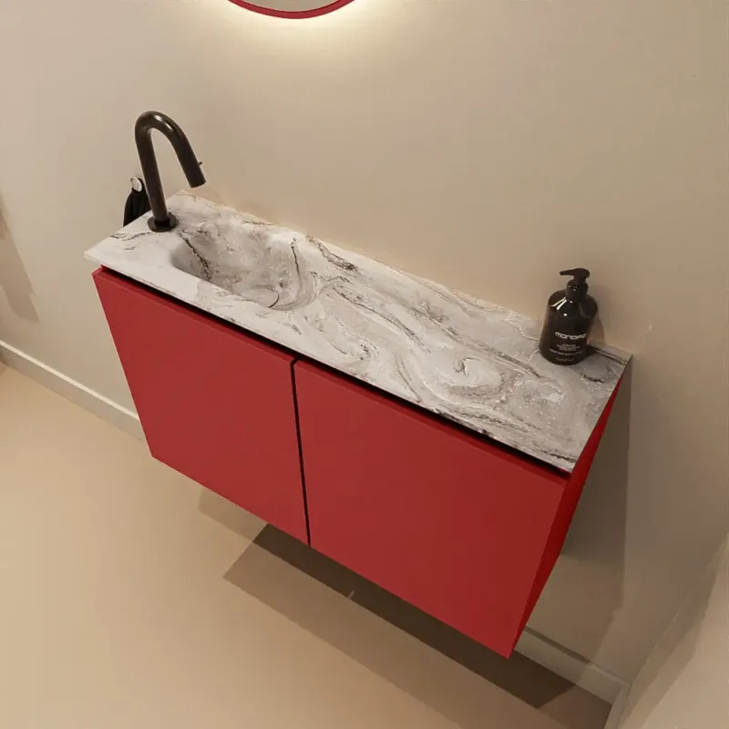 Beperkt Aanbod Mondiaz Ture DLux toiletmeubel 80cm fire met wastafel glace links met kraangat