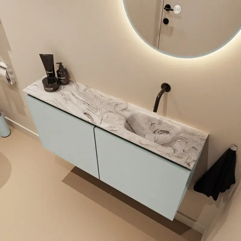Voordeelprijs Mondiaz Ture DLux toiletmeubel 100cm greey met wastafel glace rechts zonder kraangat