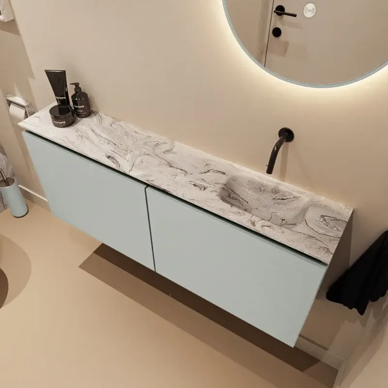 Weekendaanbieding Mondiaz Ture DLux toiletmeubel 120cm greey met wastafel glace rechts zonder kraangat