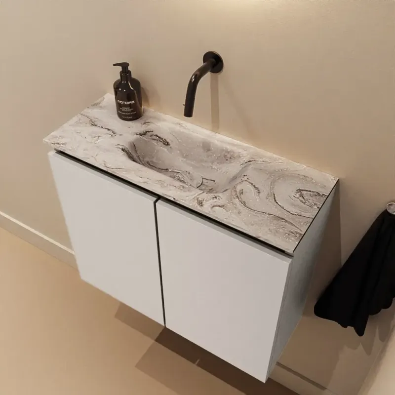 Alleen Vandaag Mondiaz Ture DLux toiletmeubel 60cm linen met wastafel glace midden zonder kraangat