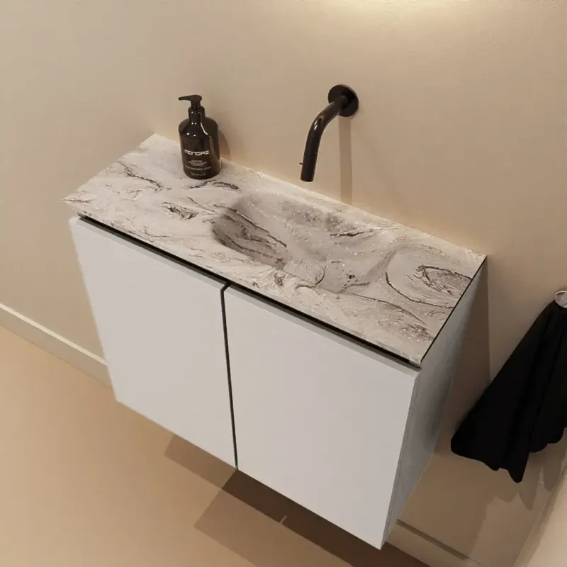 Alleen Vandaag Mondiaz Ture DLux toiletmeubel 60cm linen met wastafel glace rechts zonder kraangat