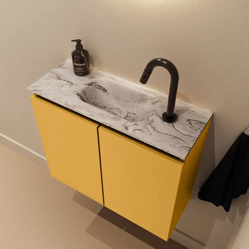 Tijdelijk Beschikbaar Mondiaz Ture DLux toiletmeubel 60cm ocher met wastafel glace midden met kraangat