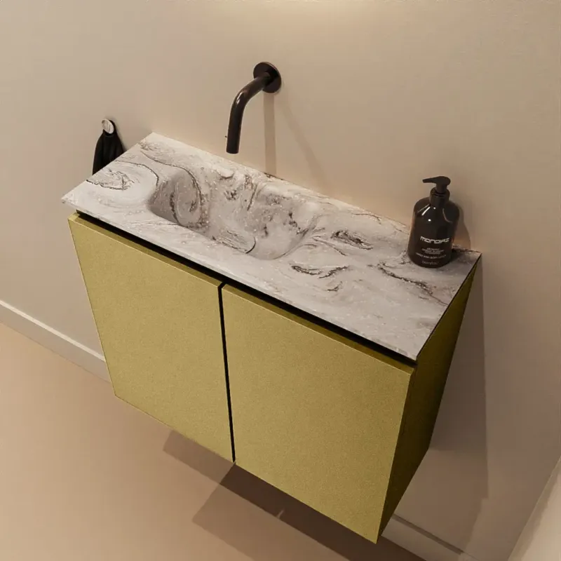 Gratis Retour Mondiaz Ture DLux toiletmeubel 60cm oro met wastafel glace links zonder kraangat