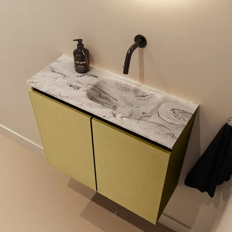Mondiaz Ture DLux toiletmeubel 60cm oro met wastafel glace rechts zonder kraangat Gereduceerde Prijs